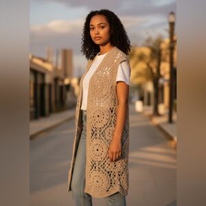 🛍Bundle sale🛍Vintage Magnolia gold boho vest large